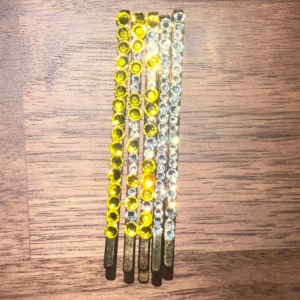 Austrian Crystal 18k Gold Plated Bobby Pin Set Lemon &‎ Crystal